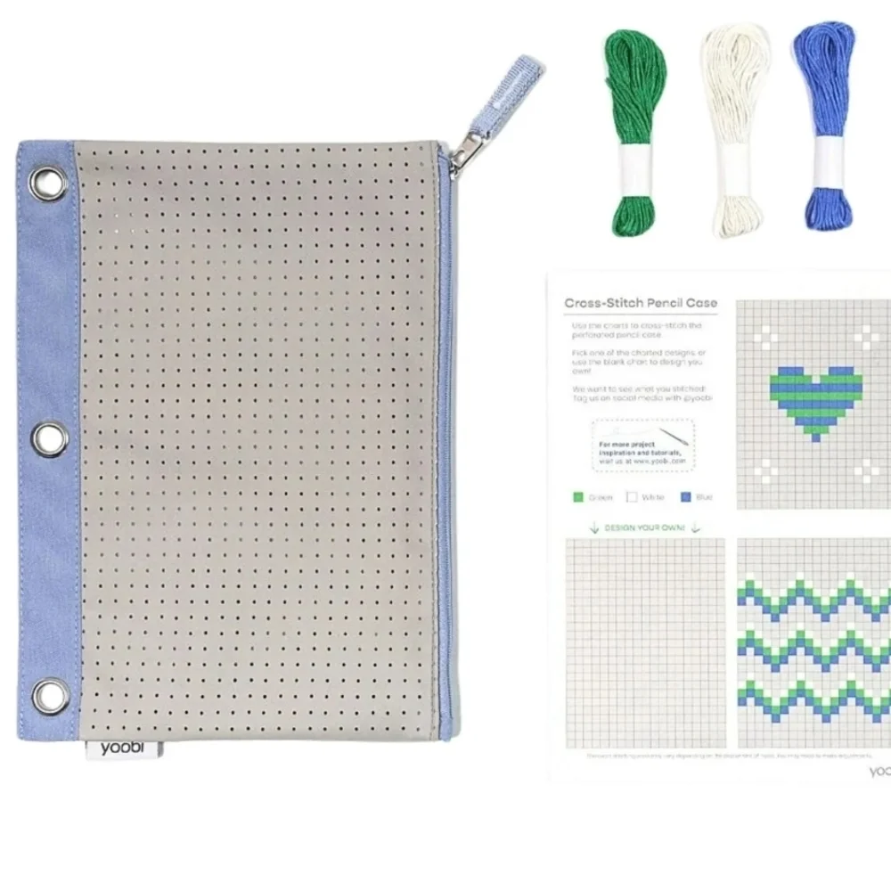 Yoobi Blue and Tan DIY Binder Pencil Case